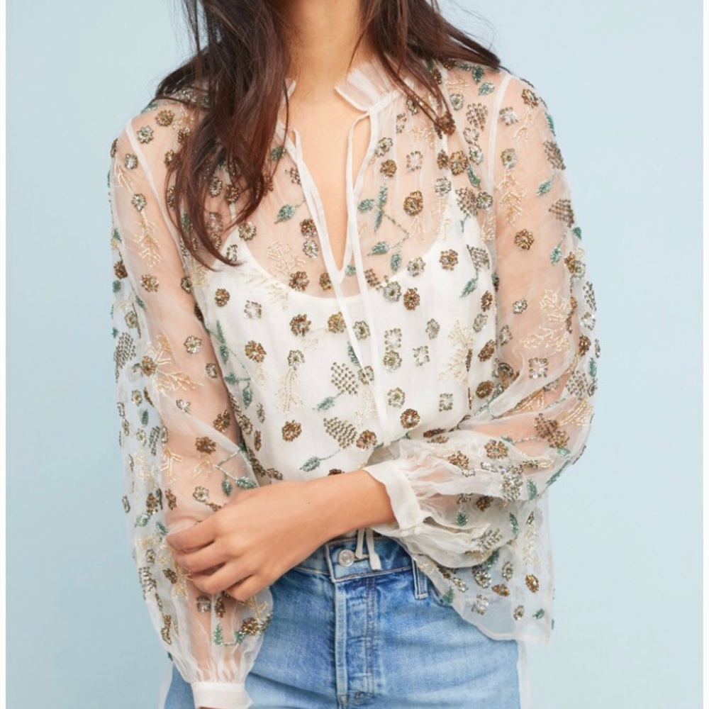Anthropology Let me be embellished top. Worn once